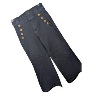 NWOT!WHITE HOUSE BLACK MARKET! DEEP BLUE DENIM DOUBLE ROW GOLD BUTTONS JEANS! 2S